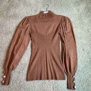 River Island Camel Ribbed Knit Top